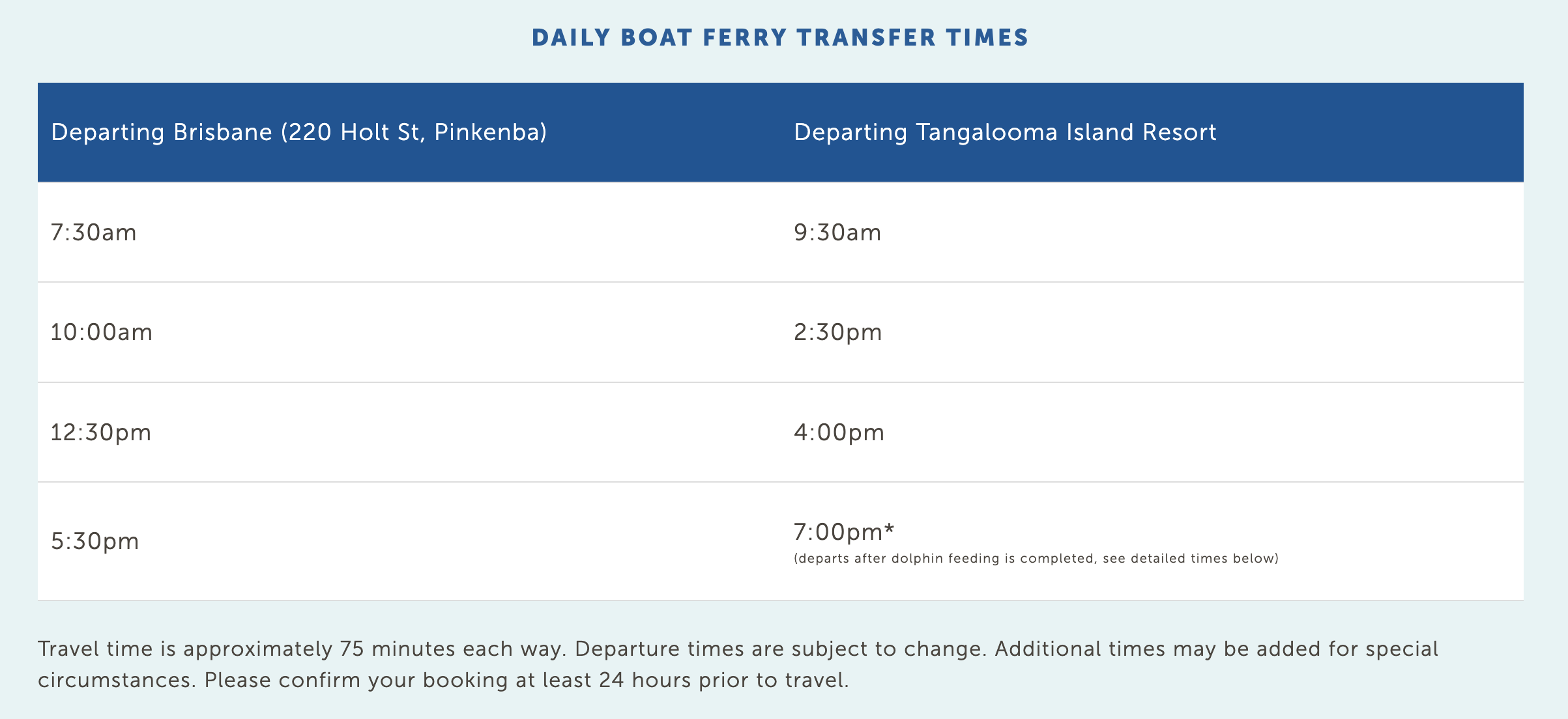 Tangalooma boat times